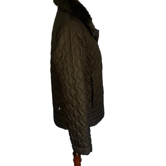 Marmot St Moritz Quilted Faux Fur Collar Zip Front Jacket Black Women's Medium - Picture 5 of 8